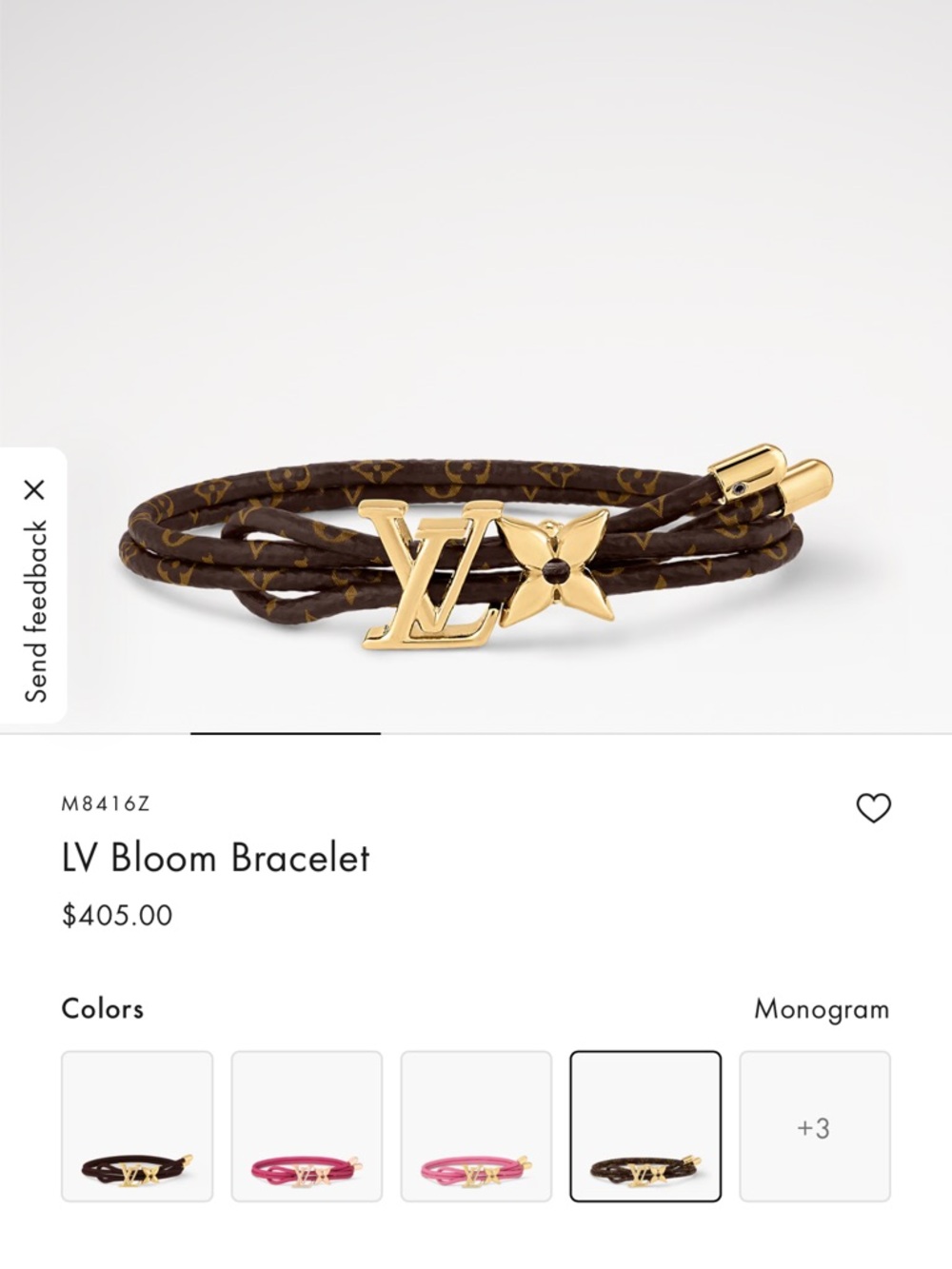 Louis Vuitton Dark Brown Braided Cord Bracelet with Gold LV Charm - Picture 3 of 3